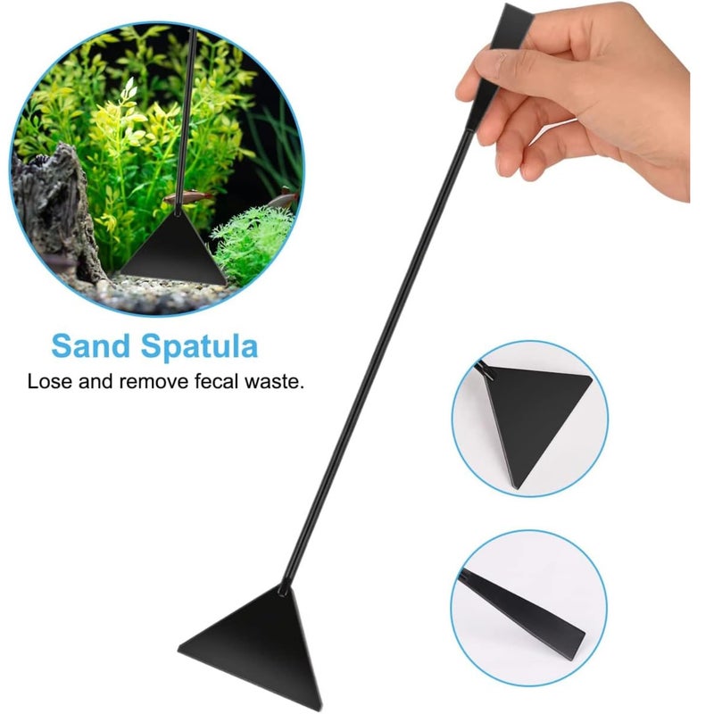 Flavizo 5 Pcs Aquarium Aquascaping Tools Kit with Tweezers, Scissors, Flat Rake, Curved Shears, Algae Scraper, Black Stainless Steel Fish Tank Cleaning Set with Storage Pouch for Aquatic Plant Care - Image 5