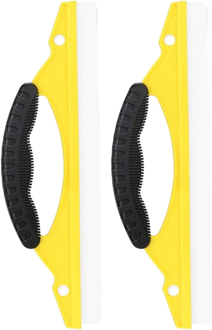 Car Windshield Squeegee and Shower Glass Cleaner Set, 2pcs Yellow Soft Rubber Blade, Flexible Window Squeegee for Car Windows and Bathroom Shower Doors - Image 1