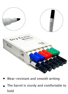 GBQ 12PCS Whiteboard Erasable Marker Set Multicolour  - Image 3