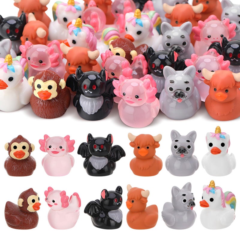 GGSTDDUP 60pcs Mini Resin Animal Ducks, Tiny Ducks for Hiding, Miniature Duck Figurines, Novelty Party Favors Gift Decoration (6 Styles) - Image 1