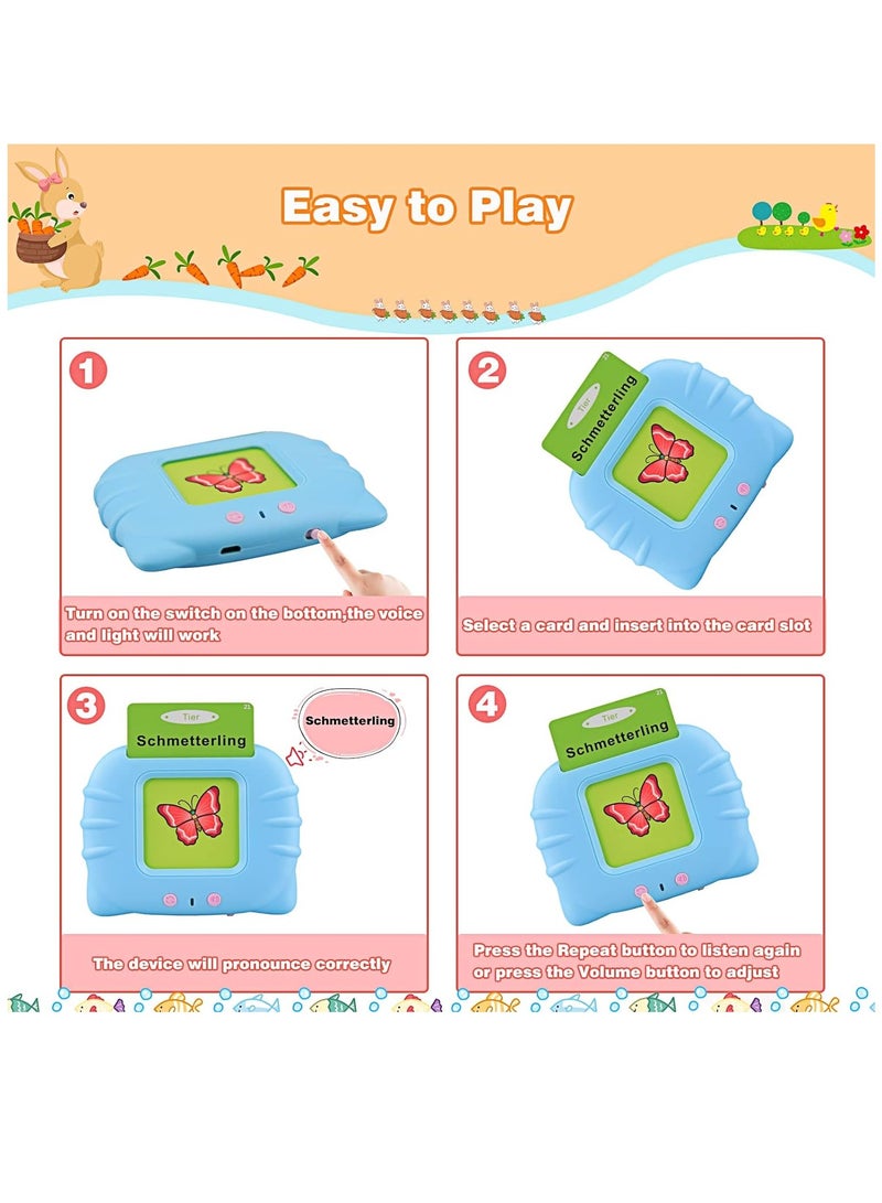 Talking Flash Cards for Toddlers 3+ Years with 224 Sight Words Bilingual Learning & Education Toys Speech Therapy Autism Reading Machine Preschool Montessori Toys Birthday Gifts for Kids (Blue) - Image 5
