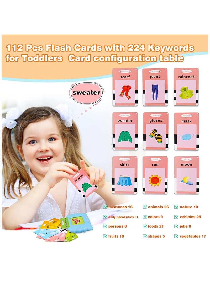 Talking Flash Cards for Toddlers 3+ Years with 224 Sight Words Bilingual Learning & Education Toys Speech Therapy Autism Reading Machine Preschool Montessori Toys Birthday Gifts for Kids (Blue) - Image 3