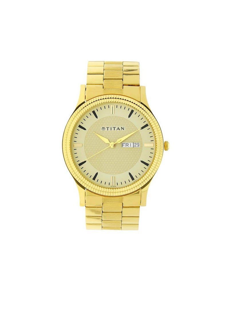 TITAN Analog Gold Dial Men's Watch-NL1650YM04/NP1650YM04, Yellow, Champagne, Classic, Yellow, Champagne, Classic  - Image 1