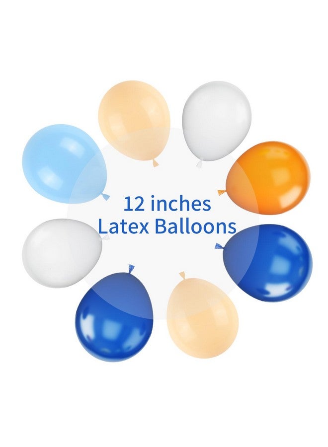Biapian Orange And Blue Balloons 12 Inch Orange White Blue Balloons Pastel Orange Royal Blue White Balloons With Ribbons For Birthday Baby Shower Graduation Engagement New Year Party Decorations - Image 3