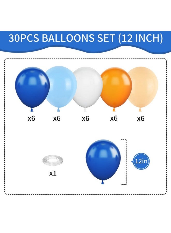 Biapian Orange And Blue Balloons 12 Inch Orange White Blue Balloons Pastel Orange Royal Blue White Balloons With Ribbons For Birthday Baby Shower Graduation Engagement New Year Party Decorations - Image 2