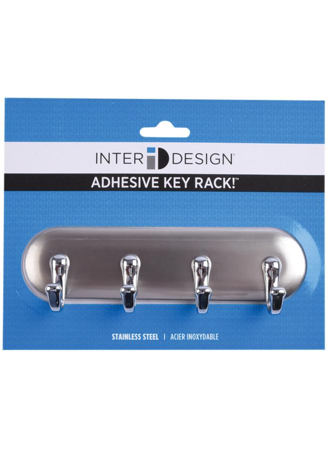 InterDesign Brushed Stainless Steel 4-Hook Rack Chrome 54470  - Image 1