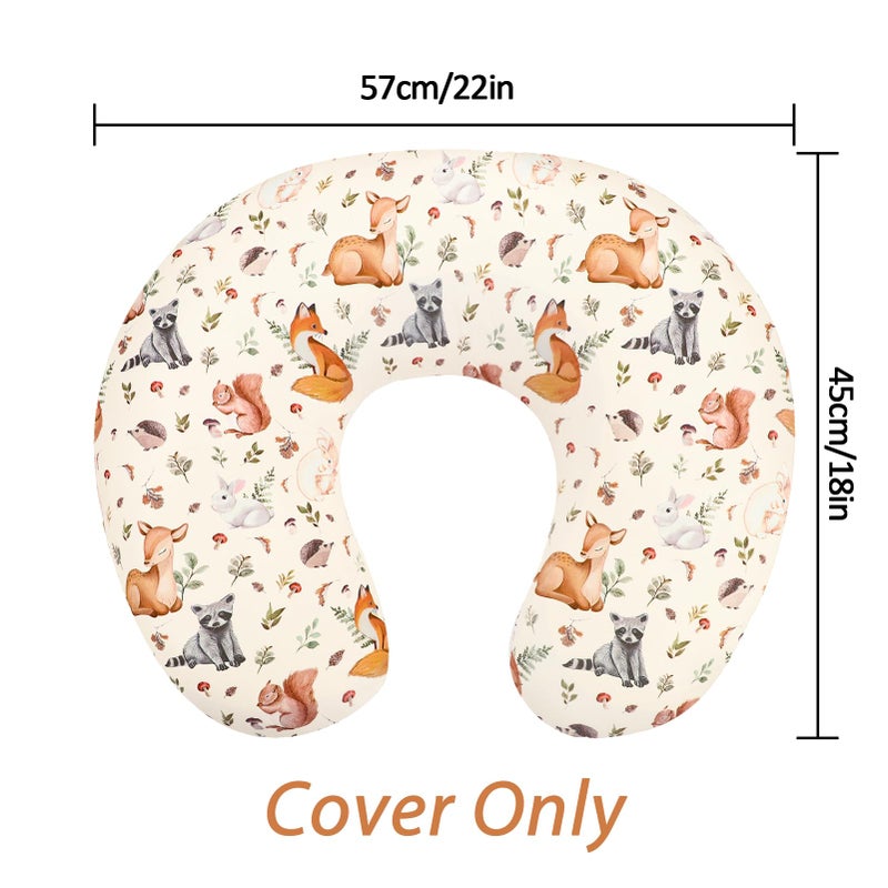 Jundetye Nursing Pillow Cover for Baby Boy and Girl, Ultra Soft Comfortable Stretchy Removable Slipcover for Newborn Breastfeeding Pillows, Woodland Animals - Image 4