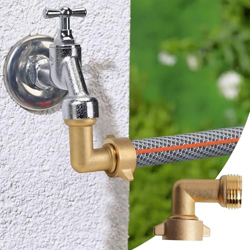Hourleey 2 Pack 90 Degree Garden Hose Elbow Connectors, 3/4" Brass Hose Elbow with 2 Washers, Hose Adapter for RV Water Hookups Residential Outdoor Faucets - Image 5