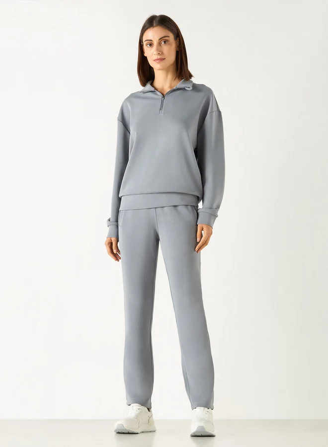 ADOT by Splash Solid Track Pants with Elasticated Waistband and Pockets