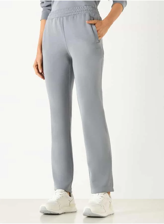 ادوت Solid Track Pants with Elasticated Waistband and Pockets