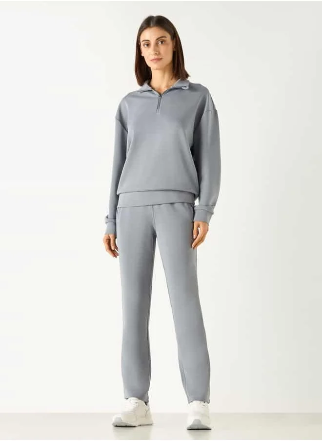 ادوت Solid Track Pants with Elasticated Waistband and Pockets