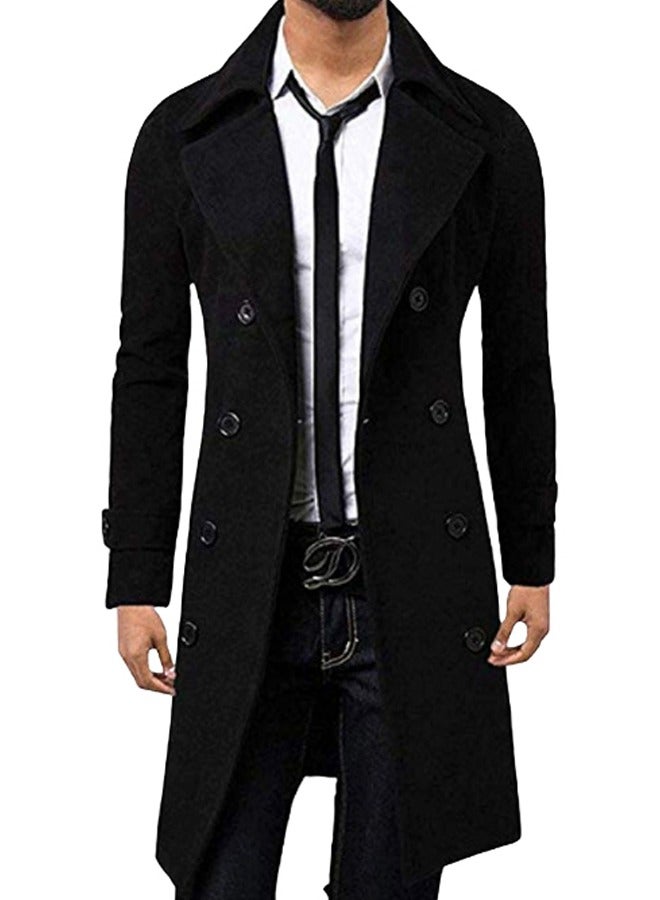 Men Autumn Winter Wool Coats , Turn Down Collar Slim Woolen Overcoat - Image 1