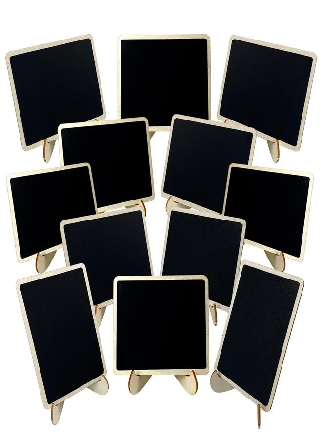 Ceemiaa 12-Pack Mini Chalkboard Signs with Easel - Small Wooden Rectangle Message Boards for Weddings, Parties, Labels & Event Décor - Image 1