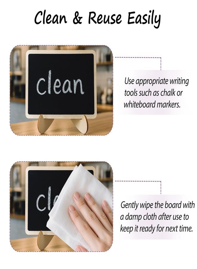 Ceemiaa 12-Pack Mini Chalkboard Signs with Easel - Small Wooden Rectangle Message Boards for Weddings, Parties, Labels & Event Décor - Image 5