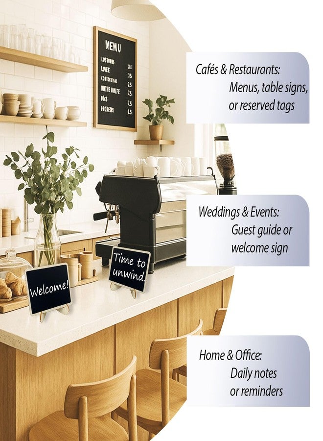 Ceemiaa 12-Pack Mini Chalkboard Signs with Easel - Small Wooden Rectangle Message Boards for Weddings, Parties, Labels & Event Décor - Image 4