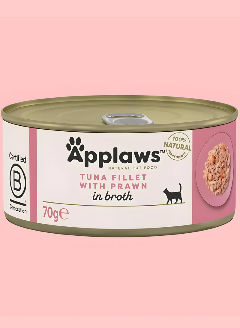 Applaws (24 packs) wet food with Tuna Fillet and Prawn flavor for small and large cats / 70 grams - Image 2