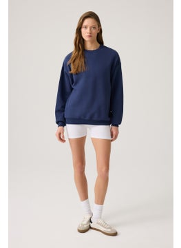 Los Ojos Navy Blue Wide Cut Crew Neck Sweatshirt  - Image 2