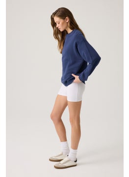 Los Ojos Navy Blue Wide Cut Crew Neck Sweatshirt  - Image 3