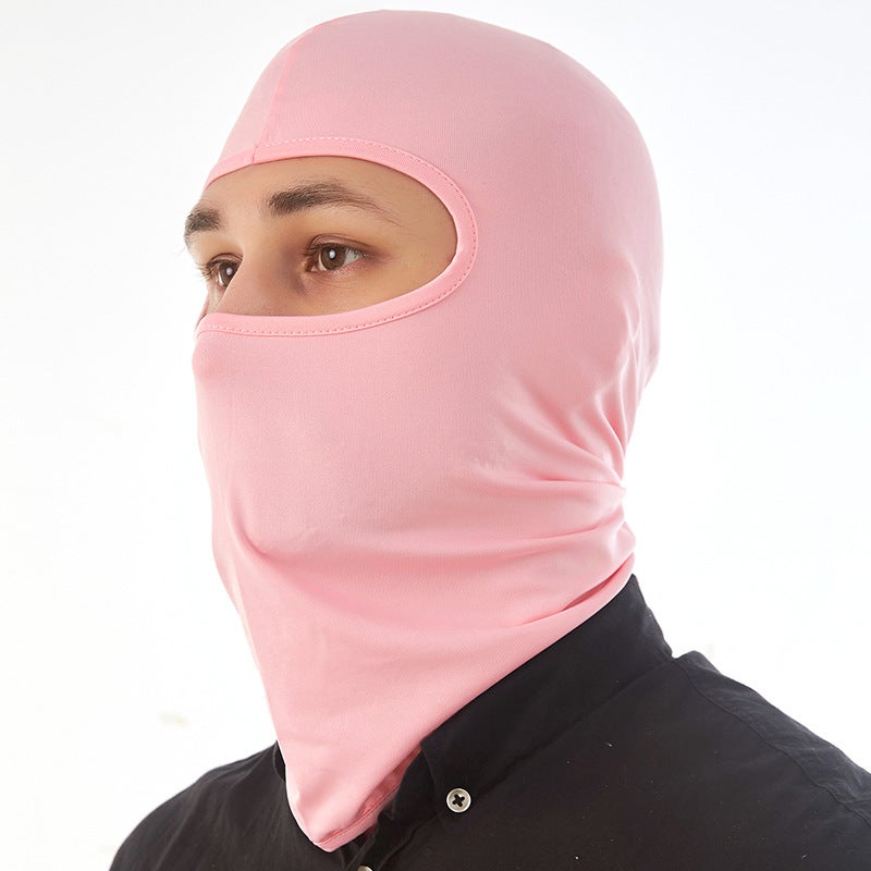 Generic Summer riding mask Ice Silk headgear sunscreen dustproof full face neck protection headgear bicycle electric car inner liner Cap TT-16 Pink