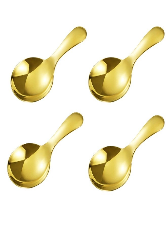 WenTigDY 4PCS Mini Scoop for Canisters,Stainless Steel Short Handle Spoon Salt Spoons Condiments Spoon Dessert Spoon,Mini Spoons Candy Scoops - Image 1