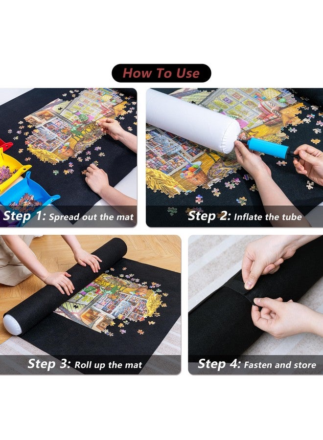 Lavievert Lavievert Jigsaw Puzzle Mat Roll Up with 6 Color Sorting Trays, Store and Transport Puzzles Up to 2000 Pieces, Portable Puzzle Board Saver Keeper with Storage Bag & Hand Pump for Adults  - Image 5