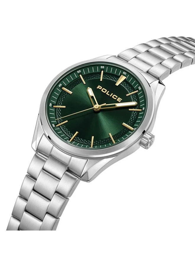 POLICE Grille Dark Green Dial Silver Stainless Steel Bracelet Analog Watch for Men - 42mm