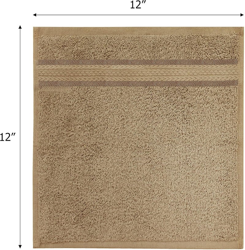 قطن كرافت COTTON CRAFT مناشف وجه فائقة النعومة - 12 قطعة - 12x12 بوصة - مناشف وجه قطنية 100% - مناشف أطفال - سريعة الامتصاص والتجفيف - فاخرة يومية - للفنادق والحمامات والمطابخ والمنتجعات الصحية وصالات الألعاب الرياضية وحمامات الس��احة والتخييم والمهاجع - سهلة العناية - كتان - Image 2