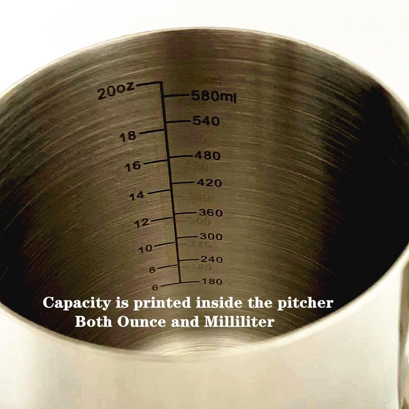 UZER Milk Frothing Pitcher for Coffee, Barista Steaming Jug (21 Ounces with Thermometer Pen) - Image 3