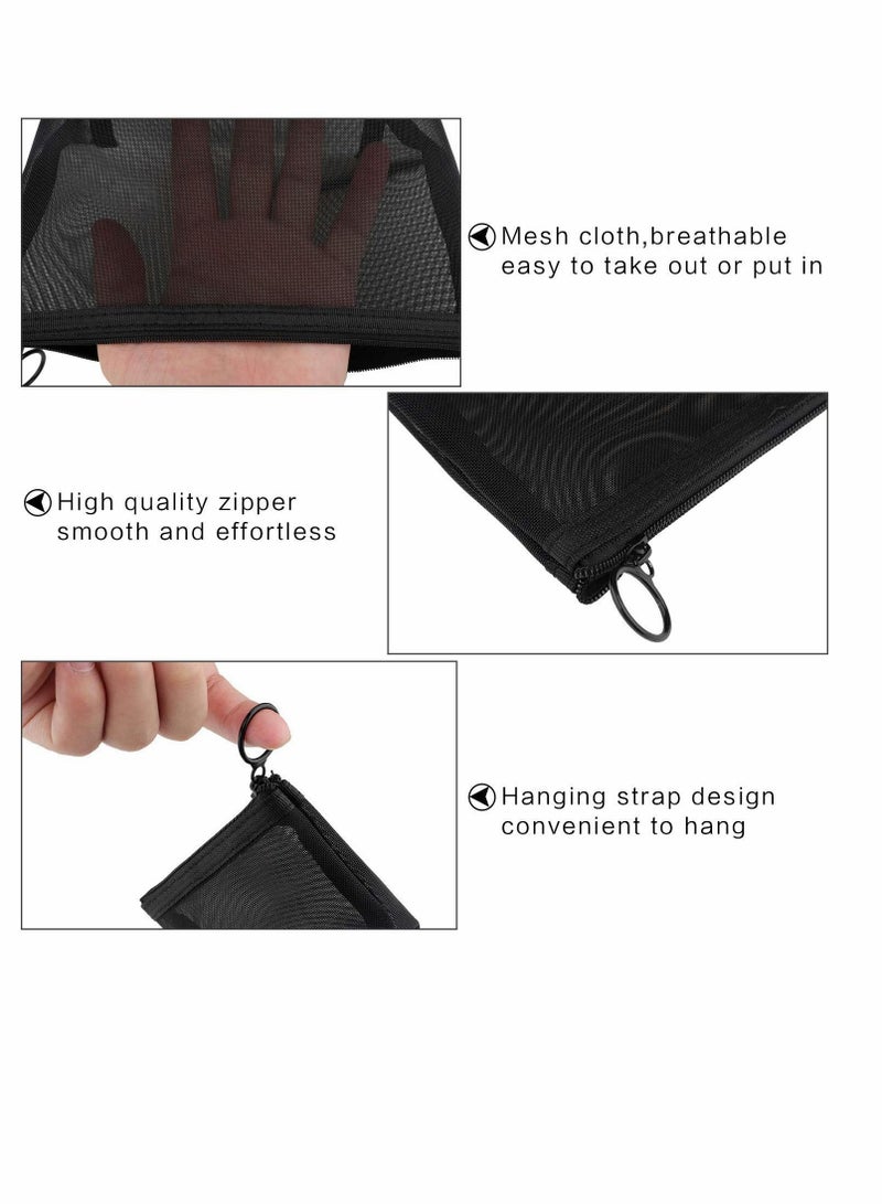 Excefore 3 Pieces Mesh Cosmetic Bag Makeup Bags Black Zipper Pouch for Offices Travel Accessories - Image 4