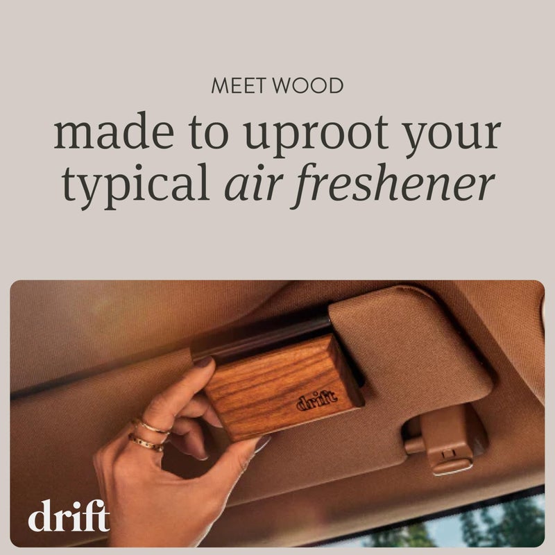 Drift Car Air Freshener - The Original Wood Air Freshener - Car Odor Eliminator - Long Lasting Scent - Auto Accessories - Metal Clip - Essential Oils - Clean Ingredients - Amber Scent Starter Kit - Image 2