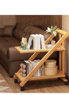 Generic FFD 2-Layer Moveable Wooden Storage Trolley | Bedside Desk Stand with 4 Wheels for Easy Mobility  - Image 5