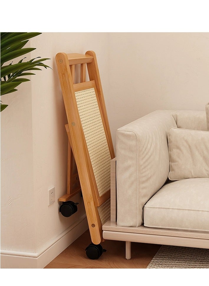 FFD 2-Layer Moveable Wooden Storage Trolley | Bedside Desk Stand with 4 Wheels for Easy Mobility - Image 3