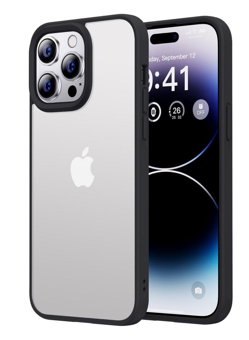 Compatible with iPhone 15 Pro Clear Case Shockproof PC Soft Silicone [Anti-Yellowing] TPU Bumper Protective Cover (Black) - Image 1