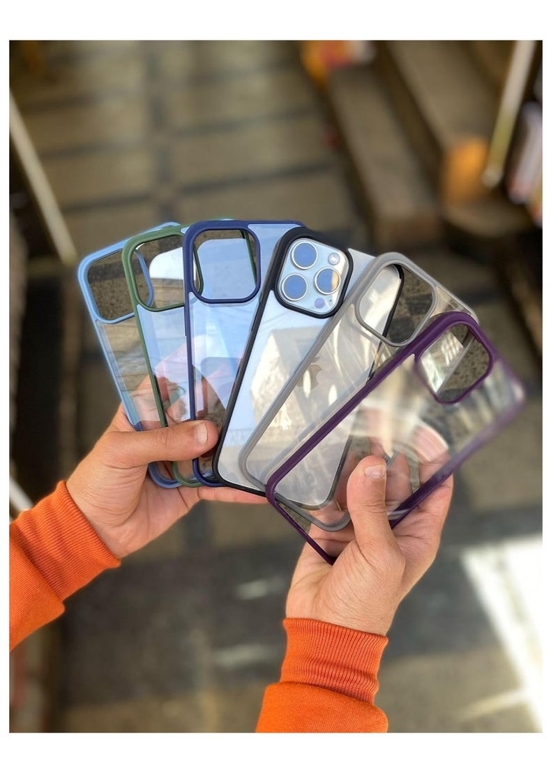 Compatible with iPhone 15 Pro Clear Case Shockproof PC Soft Silicone [Anti-Yellowing] TPU Bumper Protective Cover (Black) - Image 2