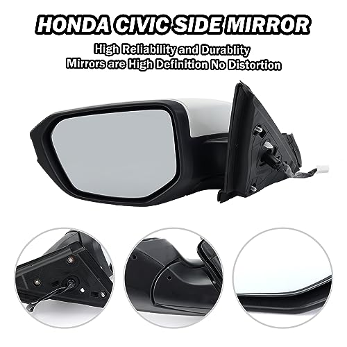 MOFOAP Driver Side Mirror Compatible With 2016 2017 2018 2019 2020 2021 Honda Civic Coupe Sedan Hatchback,Mirror with Power Glass,Non-Heated,Manual Folding - Image 3