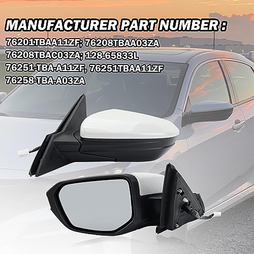 MOFOAP Driver Side Mirror Compatible With 2016 2017 2018 2019 2020 2021 Honda Civic Coupe Sedan Hatchback,Mirror with Power Glass,Non-Heated,Manual Folding - Image 5