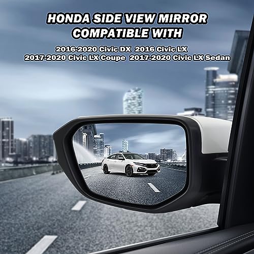MOFOAP Driver Side Mirror Compatible With 2016 2017 2018 2019 2020 2021 Honda Civic Coupe Sedan Hatchback,Mirror with Power Glass,Non-Heated,Manual Folding - Image 4