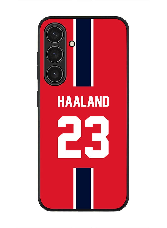 Stylizedd Rugged Black edge case for Samsung Galaxy S24 Plus, Slim fit Soft Case Flexible Thin Cover- Football Team-Norway, Player Name-Haaland - Image 1