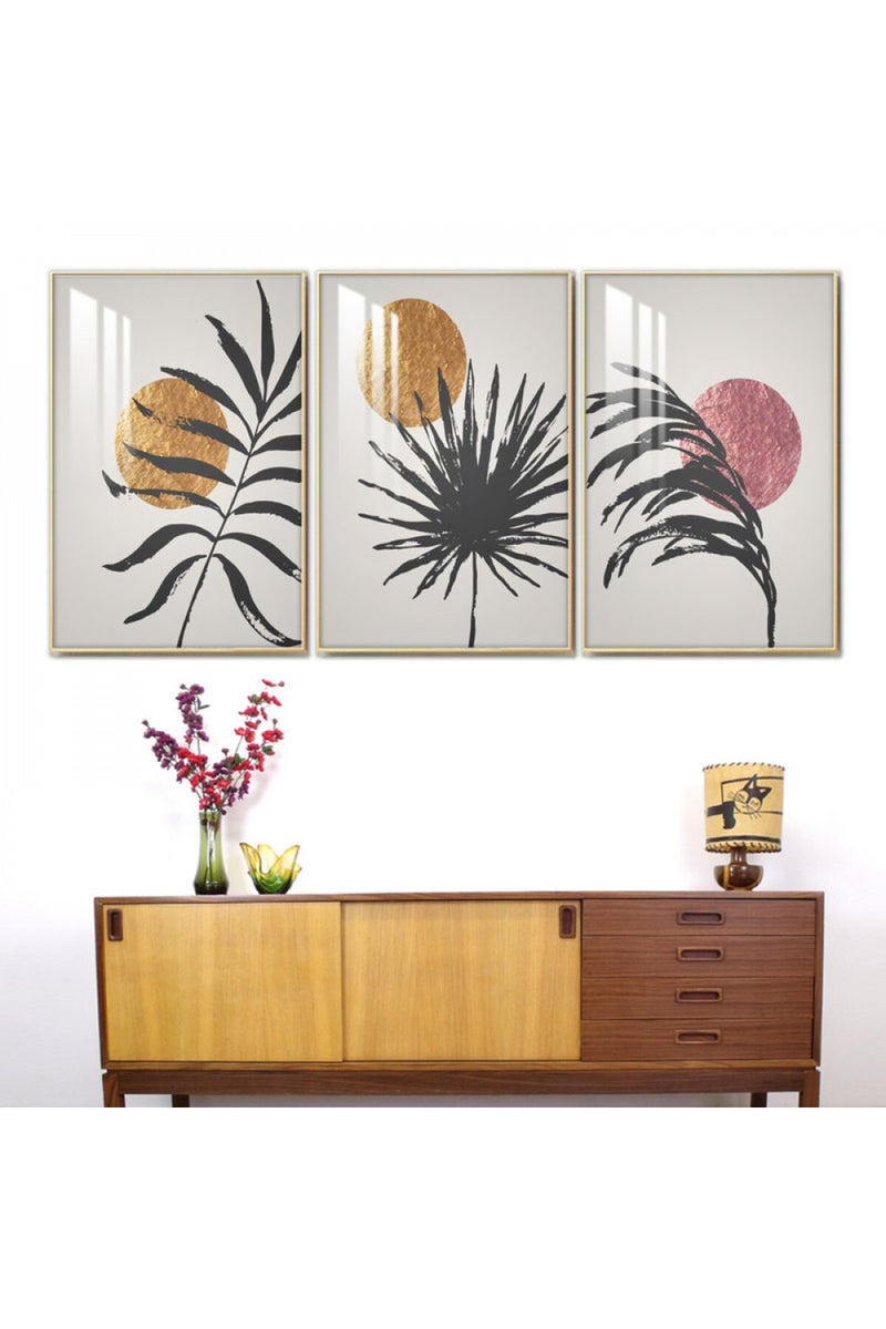 ماركتنا ثلاث لوحات جدارية خشبية بإطار وطبقة أكريليك شفافة - Image 1