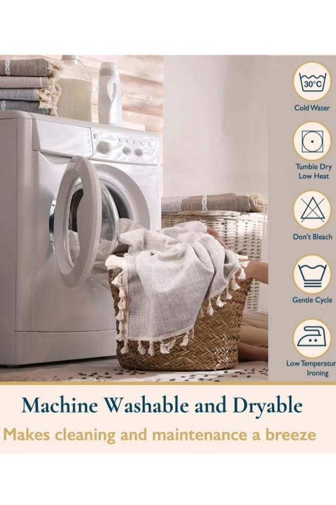 أفضل ذروة مفرش طاولة مستطيل مقاوم للماء مقاس 140 × 180 سم مع شرابات، مفرش طاولة مستطيل متين مقاوم للتجاعيد للمطبخ والمطعم والأماكن الخارجية - Image 4