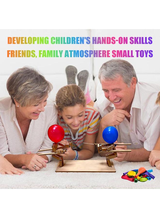 Bluejw Handmade Wooden Fencing Puppets, 2024 New Balloon Bamboo Man Battle, Wooden Bots Battle Game for 2 Players, Suitable for Family Party, Friends Gathering Game (with 200 Balloons) - Image 3