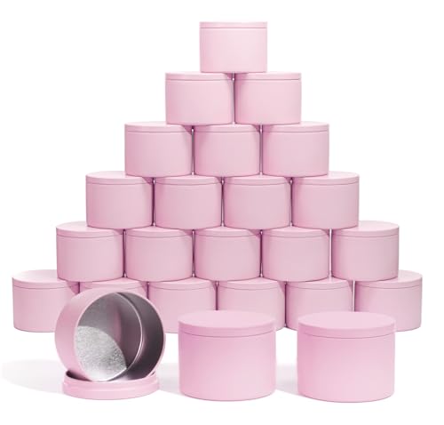 Aroparc Candle Tins with Lids, 24 Pack 8oz Seamless Containers for Candle Making Supplies Empty Jars - Pink - Image 3