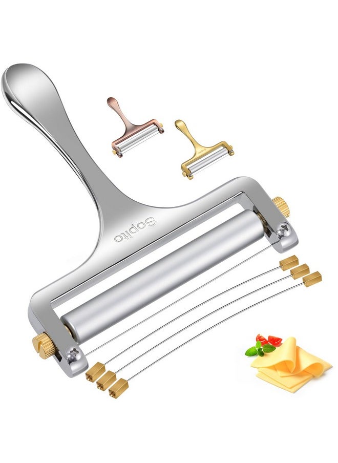 Sopito Sopito Stainless Steel Wire Cheese Slicer With 3 Extra Wires Adjustable Thickness, Handheld Cheese Block Cutter for Cheddar, Gruyere, Raclette, Mozzarella  - Image 1