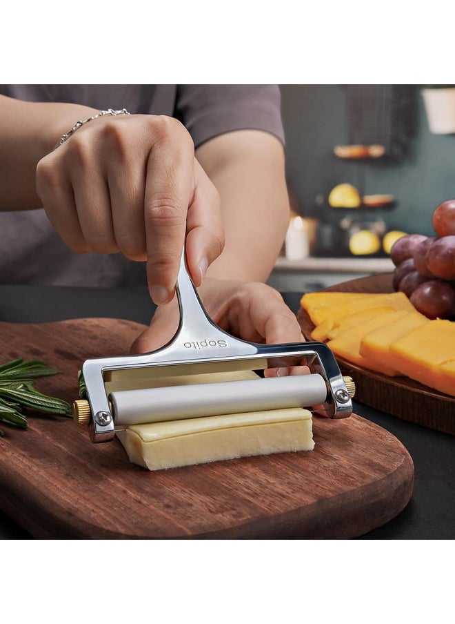 Sopito Sopito Stainless Steel Wire Cheese Slicer With 3 Extra Wires Adjustable Thickness, Handheld Cheese Block Cutter for Cheddar, Gruyere, Raclette, Mozzarella  - Image 2