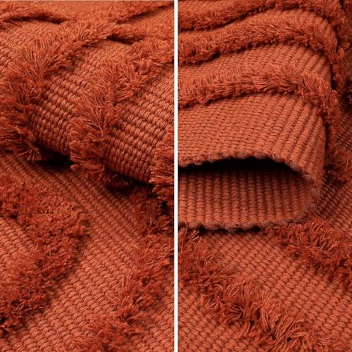 LEEVAN Washable Kitchen Runner Rug 2'X5', Hand-Woven Bathroom Runner Rug with Tassels, Terracotta Entryway Runner Rug, Tufted Rainbow Bedroom Rug Runner, Farmhouse Hallway Rug for Laundry/Living Room - Image 4