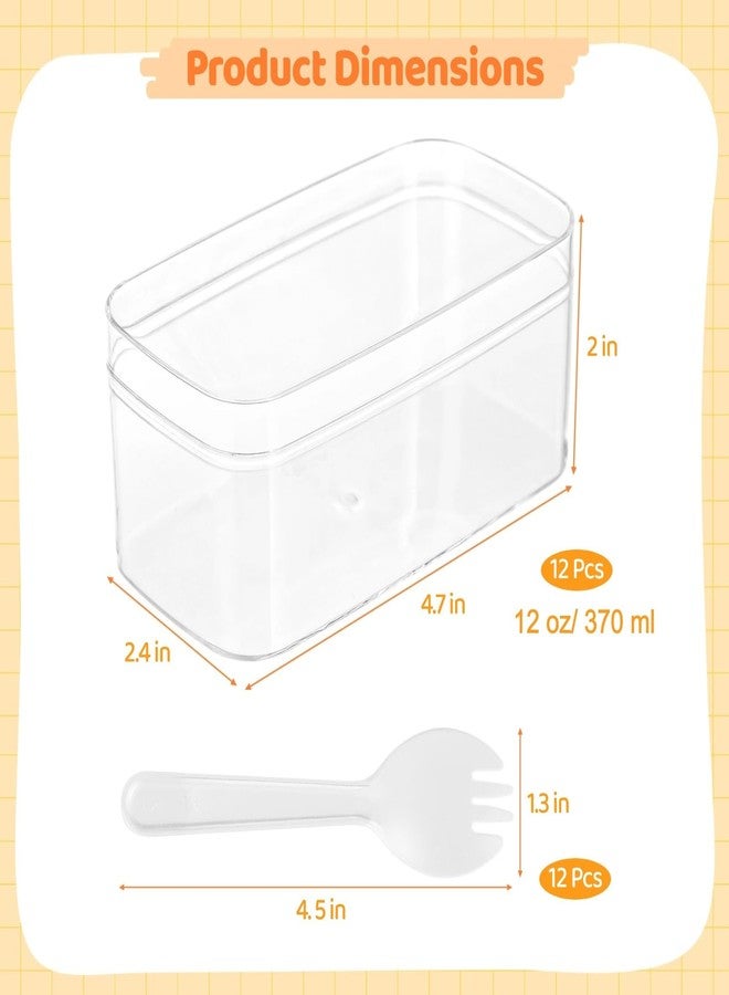Anjetan 12 Pack Clear Plastic Dessert Cups with Lids and Sporks, Rectangle Reusable Dessert Containers, 4.7 x 2.4 x 2 Inch Food Bowls for Tiramisu, Mousse, Pudding, Fruit - Image 4