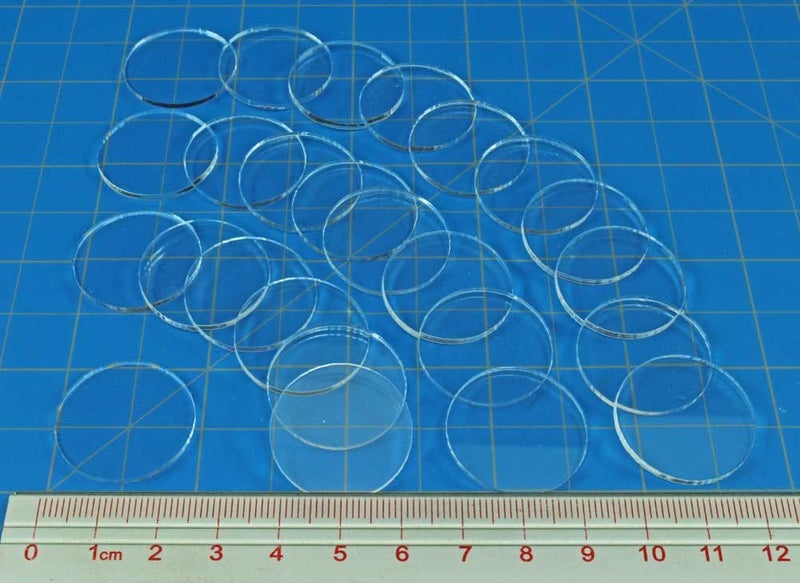 LITKO Clear Circular Miniature Bases | 1.5mm Thick | Round Figure Stands for Wargaming Boardgaming and Collectible Figures (25mm Clear Round Bases - 25 Pack) - Image 3