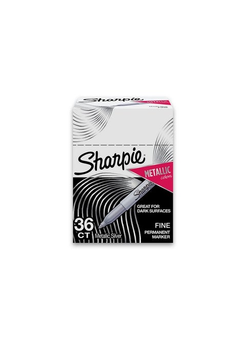 Sharpie Metallic Permanent Markers, Fine Point, Metallic Silver, 36 Count