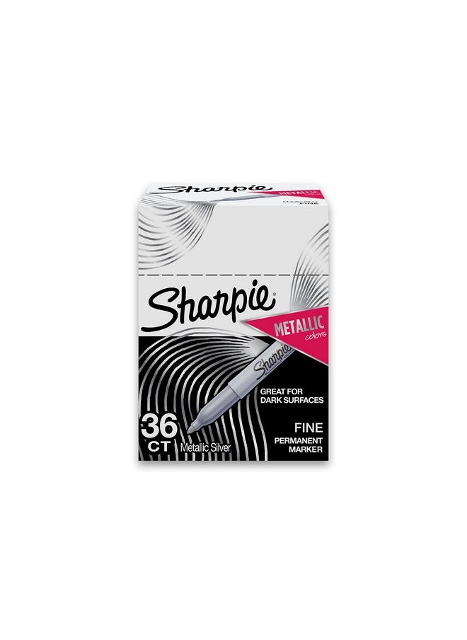 Sharpie Sharpie Metallic Permanent Markers, Fine Point, Metallic Silver, 36 Count  - Image 1