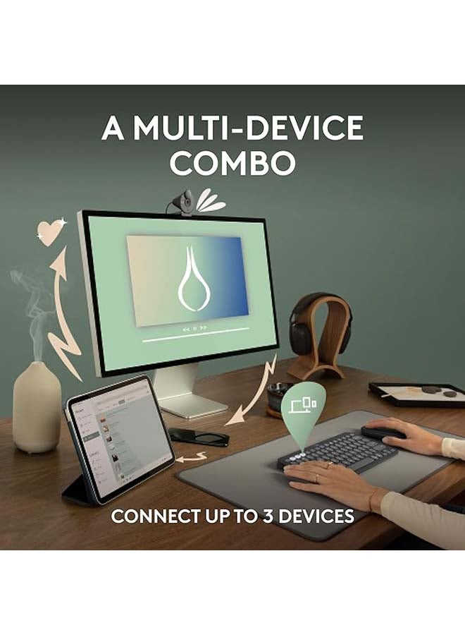 Logitech Pebble 2 Combo, Wireless Keyboard and Mouse, Quiet and Portable, Customisable, Logi Bolt, Bluetooth, Easy-Switch for Windows, macOS, iPadOS, Chrome, ARA Layout Graphite - Image 3